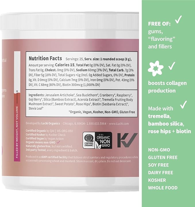 Sprout Living, Colorfuel Beauty Powder Drink Mix, Organic Superfoods + Adaptogens | Hair, Skin & Nails Support, Vegan Collagen Boost, Biotin, Silica, Vitamin C, Super Berry Flavor (25 Servings)