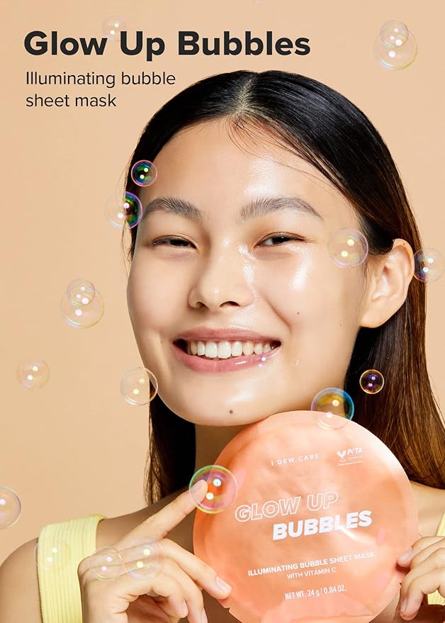 I DEW CARE Face Sheet Mask - Glow Up Bubbles | Vitamin and Niacinamide, Daily Skin Care,Facial Treatment, Illuminating, Detox, Moisturizing, Korean Sleeping Face Mask, Hydartion, Anti Wrinkle, 5ea