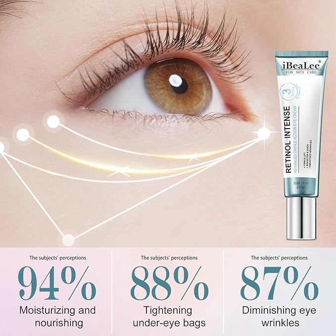 Retinol Eye Cream for Dark Circles & Wrinkles–Brighten & Smooth– Anti-Aging Under Eye Treatment with Retinol & Hyaluronic Acid–Fights Fine Lines, Puffiness & Dark Spots Fragrance– 0.68 fl.oz-BBBB