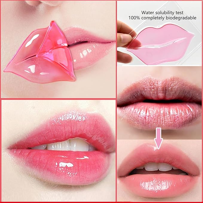 30 Pairs Lip Masks & 24K Gold Eye Masks, Crystal Collagen Eye Patches for Puffy Eyes, Moisturizing & Reduce Wrinkles, Lip Care & Under Eye Mask for Dark Circles and Puffiness