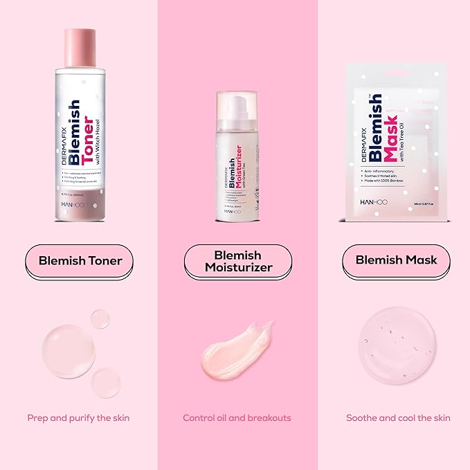 HANHOO Blemish Mask – 5 Pack Facial Sheet Masks with Tea Tree, Centella & Hyaluronic Acid, Refreshing & Hydrating Skincare, Lightweight & Soothing Korean Beauty Mask