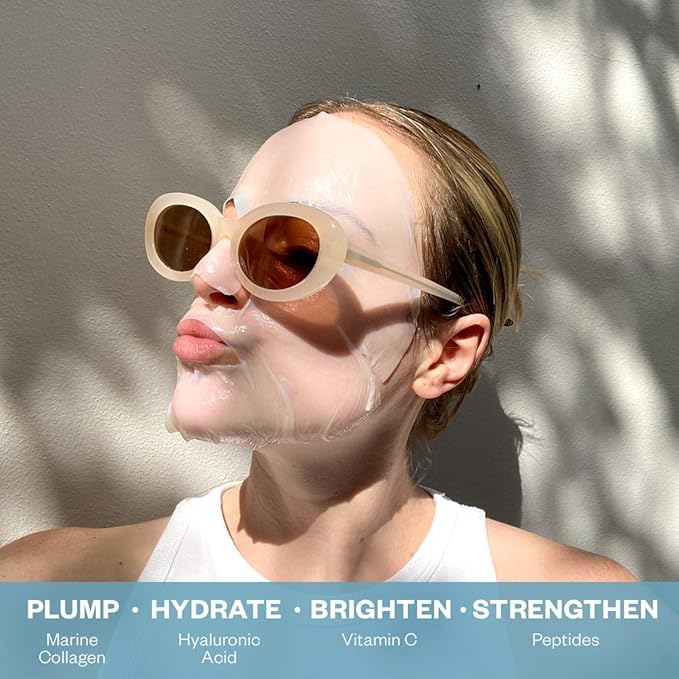 Wrinkles Schminkles Hydrating Facial Collagen Plumping Sheet Mask for Glowing Skin - Ultimate Facial Hydration and Rejuvenation - (1 Count)