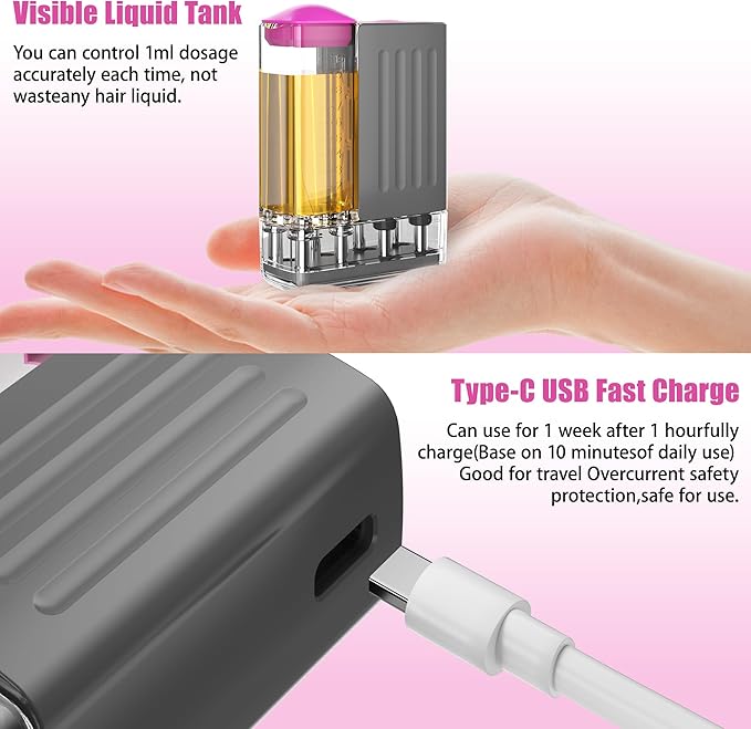 Electric Hair Oil Applicator for Scalp with Massage, Scalp Massager for Scalp Care | Hair Oiling Applicator & Oil Bottles for Healthy Hair | Electric Hair Brush for Healthy Scalp (Pink)