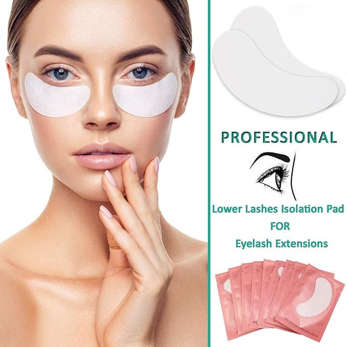 50 Pairs Set Under Eye Pads,Eyelash Extension Gel Patches, Lash Extension Lint Free Under Hydrogel Eye Mask Pads Beauty Tool. (Pink)