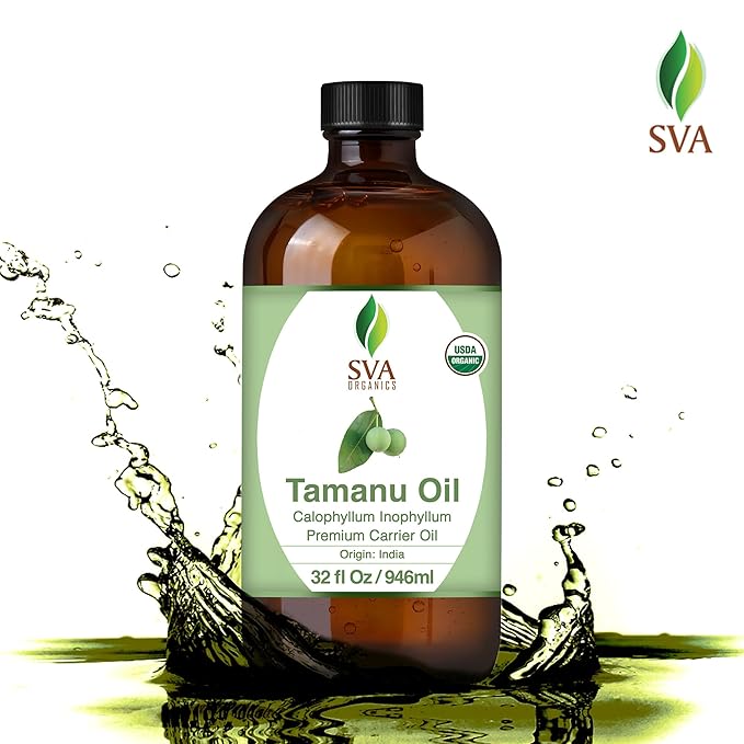 SVA Tamanu Seed Oil Organic - 32 Fl Oz – 100% Natural Cold Pressed Tamanu Oil - for Face, Skin Care, Hair Care, Scalp Massage & Body Massage – Carrier Oil