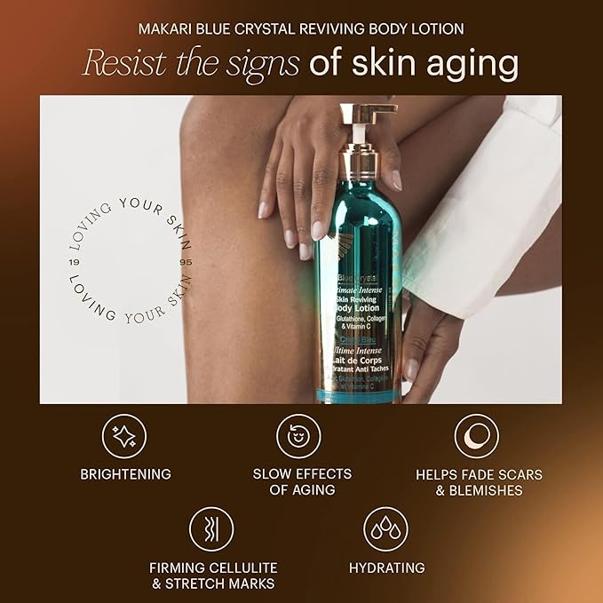 Makari Ultimate Intense Blue Crystal Skin Reviving Body Lotion 16.8 oz | Body Lotion with Glutathione & Collagen | Body Moisturizer and Body Cream with Vit C | Body Skin Care Product for Women & Men