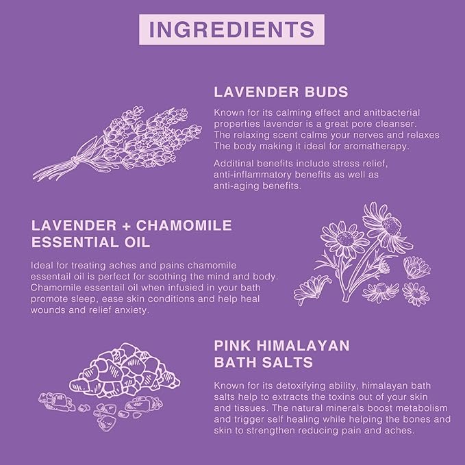 Pink Himalayan Bath Salt with Lavender - 100% Natural Aromatherapy and Relaxation - Lavender Grapefruit Essential Oil Bath Salts for Women Relaxing, Natural & Cleanse