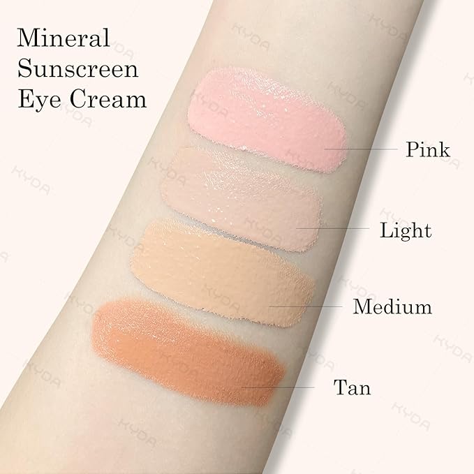 KYDA Mineral Sunscreen Eye Cream, 3-in-1 Anti-Aging Eye Cream, SPF 35, for Dark Circle and Fine Lines, Light