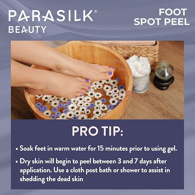 Parasilk Exfoliating Foot Spot Peel– 2 Gel Sponge Applicators & 2 Pairs of Exfoliation Booties. Targeted Repair for Rough, Dry Skin, Cracked Heels and Feet