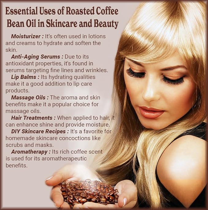 Natural Born Oils Roasted Coffee Bean Oil, 4oz, Organic, Cold-Pressed, High in Antioxidants, Perfect for Skin Nourishment, Hair Vitality