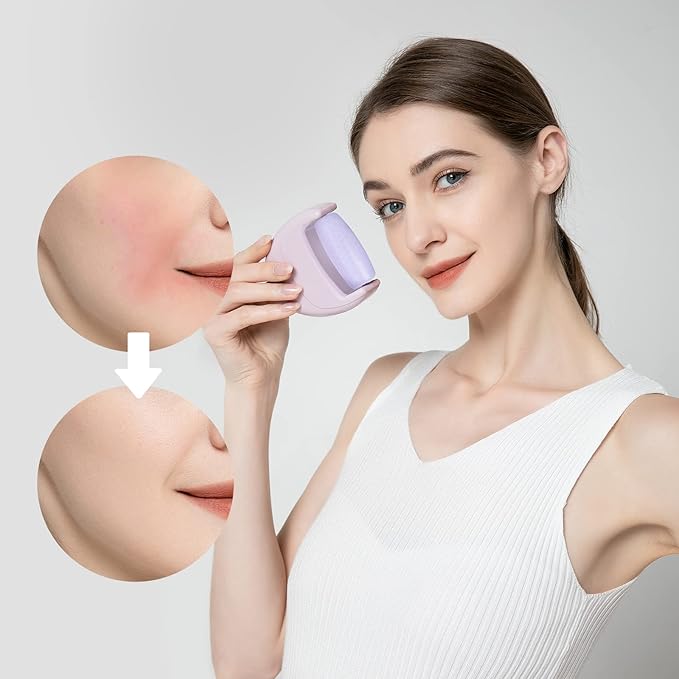 RHOS Ice Roller for Face & Eye - Portable Mini Ice Roller with Case for Travel, Reduces Puffiness & Migraine Pain, Women's Gift (Pink)