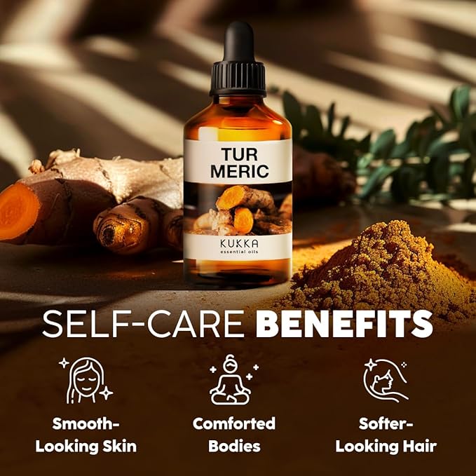 Kukka Turmeric Oil for Skin - 4 Fl Oz - 100% Pure Natural Turmeric Essential Oil, Herbaceous Scent, for Face, Hair, Aromatherapy, Candle & Making Scent DIY
