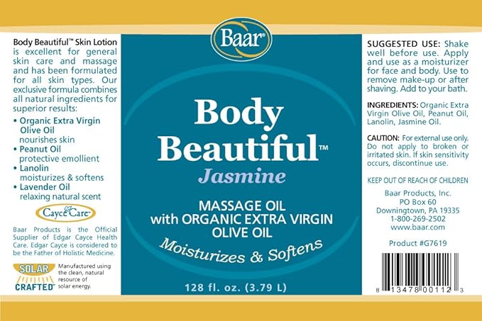 Body Beautiful Jasmine Massage Oil and Skin Lotion, Gallon