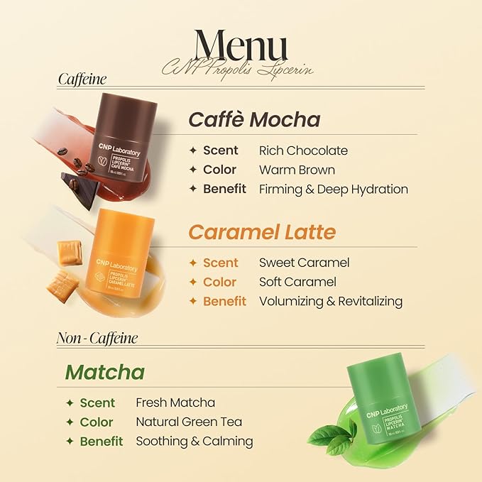 CNP Honey Lip Butter - Propolis Lipcerin™ 06 Caramel Latte, Café Edition, Hydrating Overnight Manuka Lip Balm & Mask, 12hrs Long-lasting Moisture, Gifts for Women, Korean Skin Care, 0.5 fl.oz.