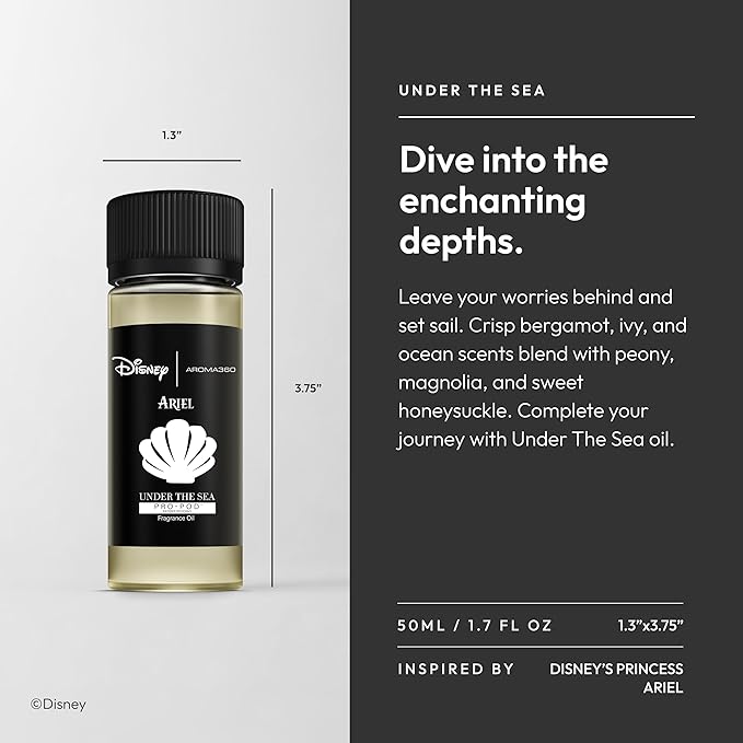 Aroma360 | Disney Under The Sea Pro-Pod Fragrance Oil Blend | The Little Mermaid | Princess Ariel | Luxury Essential Oil | Aromatherapy Scent Diffuser Oil | Bergamot, Ivy and Ocean 1.7 fl oz, 50 mL