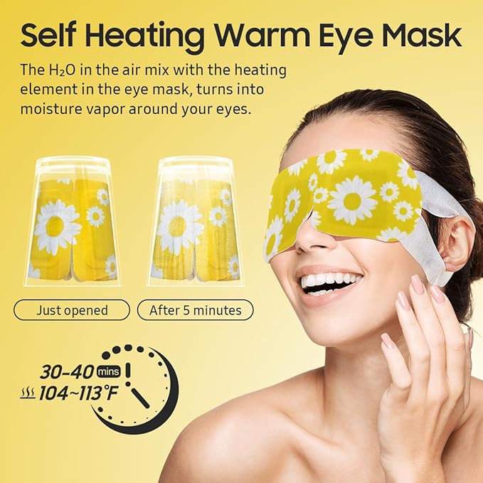 Steam Eye Mask, 10 Packs Heated Eye Mask, Self Heating Disposable SPA Warm Compress for Eyes Sleep Mask, Soothing Moist Heat Eye Masks, Travel Essentials & Relaxation Gifts (Chamomile Scent)
