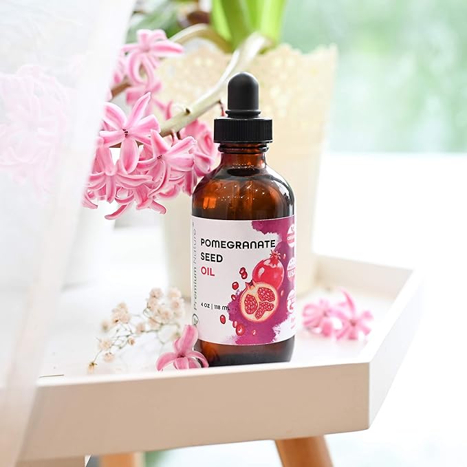 Premium Nature Pomegranate Seed Face Oil. 100% Pure Unrefined Cold Pressed for Essential Oils. Gua Sha Oil. Oil for Hair Skin and Nails 4 oz