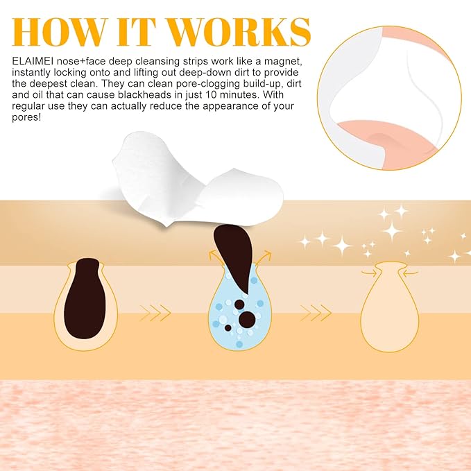 Blackhead Remover Strips(80pcs), Nose Pore Strips for Blackheads Remover, Skincare & Deep Cleansing Nose Strips Blackhead Remover