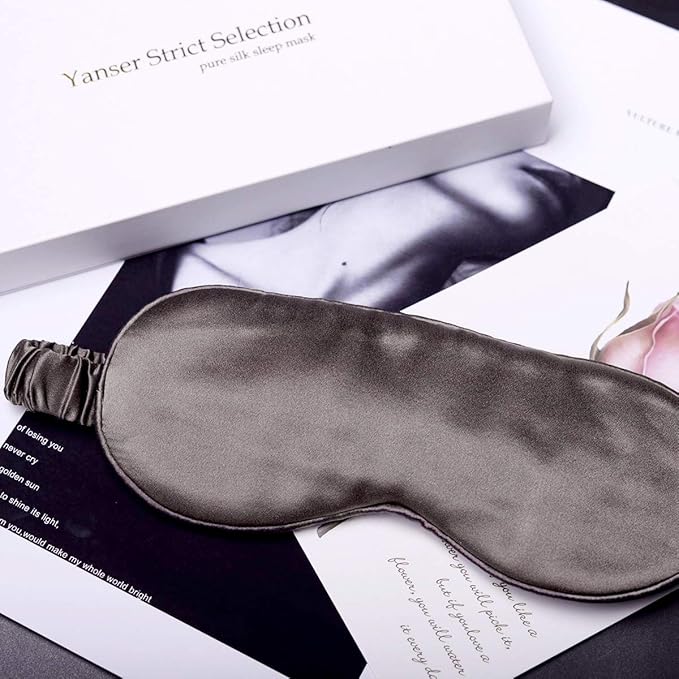 Silk Sleep Mask Light Blocking Luxury 100% Mulberry 19mm Silk Eye Mask Eye Cover Blindfold Ultra Soft Light & Comfy Anti Aging Skin Care with Travel Bag Gift Package