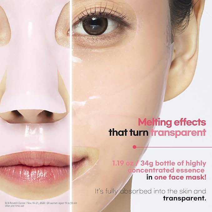 Glassy Hydrogel Face Mask, Deep Hydrating Overnight Hydrogel Mask for Dewy and Radiant Skin, Vegan Collagen, Preps Skin for Long-Lasting Makeup, Elasticity Improvement, 34g x4ea