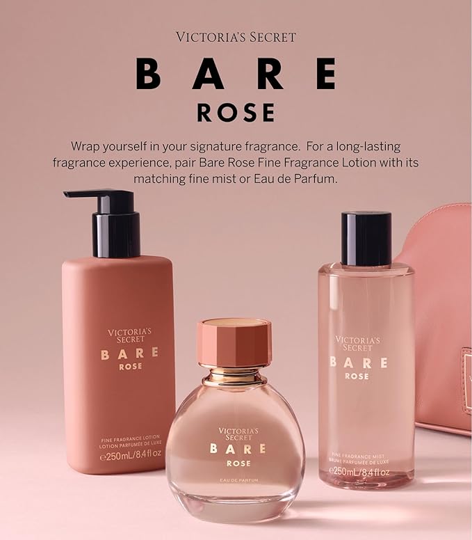 Victoria's Secret Bare Rose Fragrance Body Lotion, Notes of Pear Skin, Rosa Centifolia & Sheer Woods (8.4 oz)