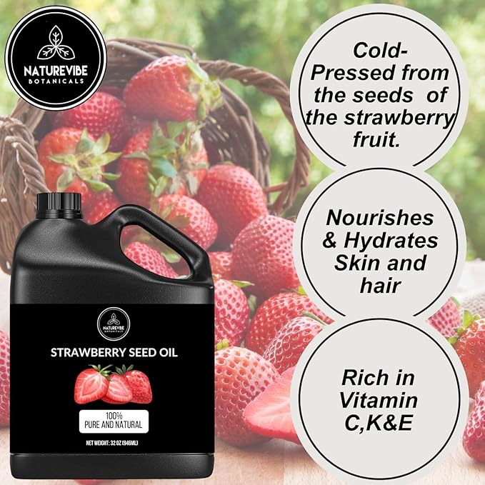 Naturevibe Botanicals Strawberry Oil 32 Ounces | 100% Pure and Natural | Great for Skin Care and Hair Care