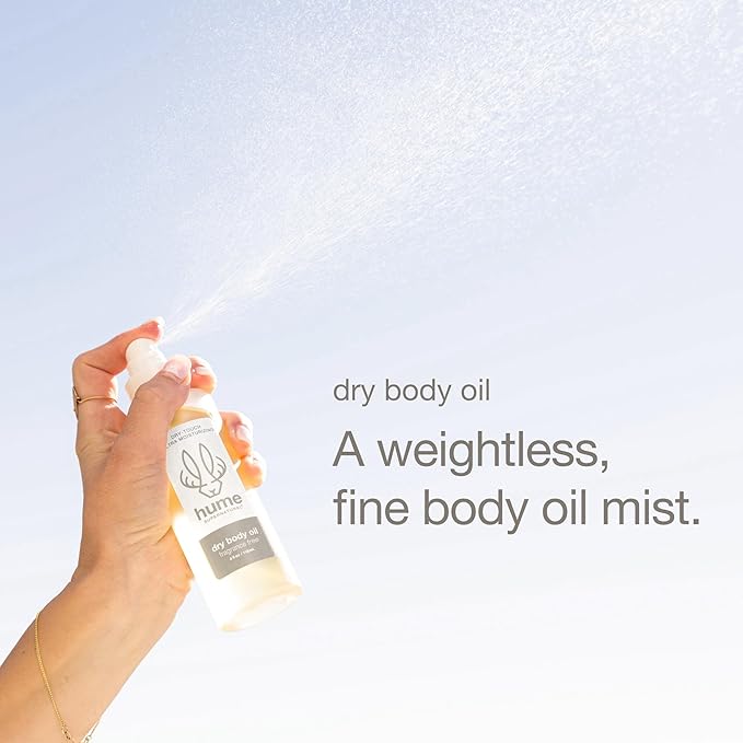 HUME SUPERNATURAL Dry Body Oil Spray - Moisturizing Oil for Dry Skin, After Shower Body Oils for Women and Men, Oil Body Spray, Nourishing, Hydration, Glow, Probiotic, Fragrance Free, 1 Pack