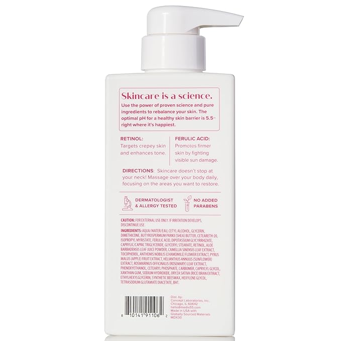 MEDIX Fragrance Free Retinol Body Lotion Crepey Skin Care Treatment | Firming Body & Face Moisturizer | Anti Aging Retinol Cream For Face Targets Look Of Crepe Skin & Wrinkles, 15 Fl Oz