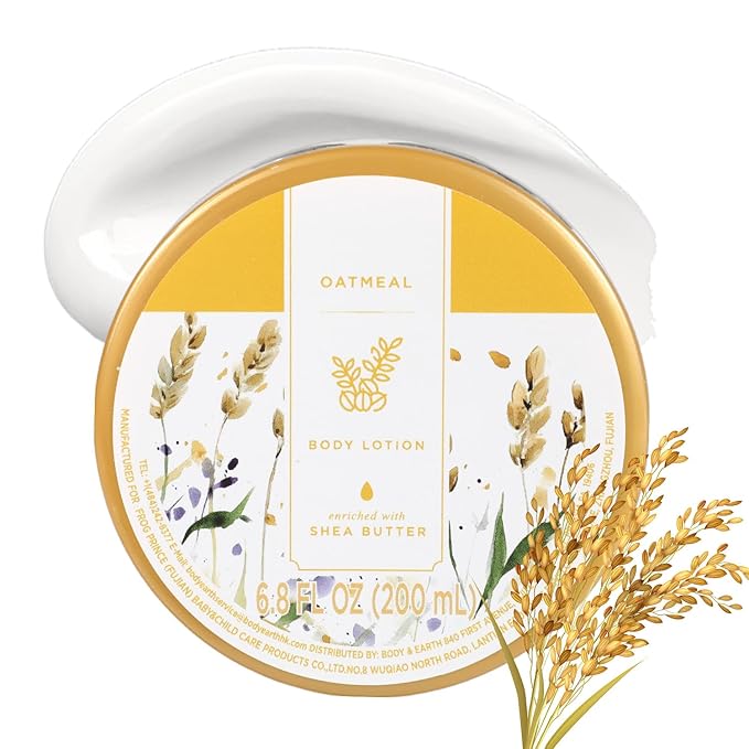 Princess Belle Oatmeal Body Lotion, Shea Butter Body Lotion for Women and Men Dry Skin, Deep Moisturizing, Hydrating and Softening, Smell Good, 200ml(6.8floz)