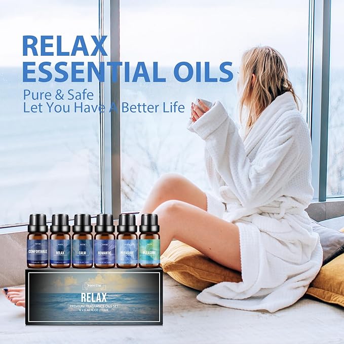 Fragrance Oil Relax Set, 6 * 10ML Diffuser Oil for Home, Candle Making Scents, Aomatherapy Essential Oils for Diffuser