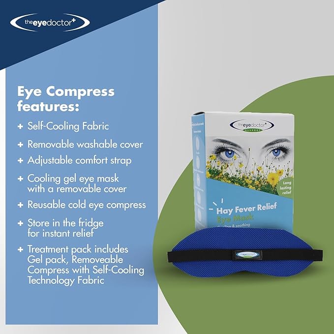 The Eye Doctor Allergy - Cold Eye Compress for Allergy & Hayfever Symptoms, Inflammation, Puffy Eyes, Headaches and Migraines. Reusable Gel Eye Mask for Soothing Relief – Cold Therapy