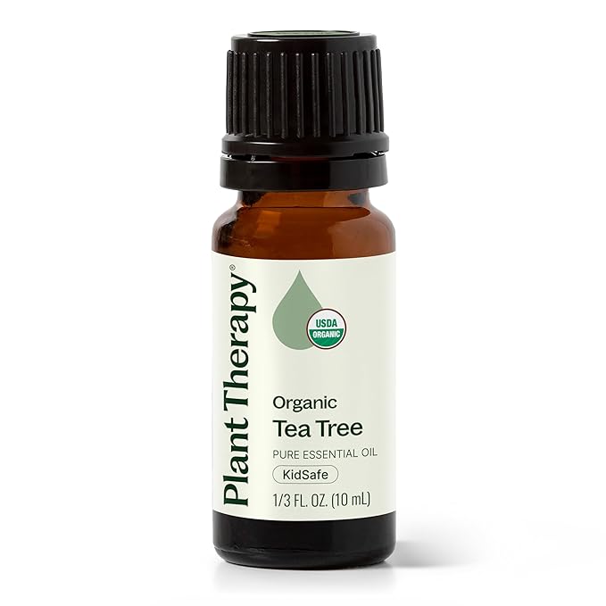 Plant Therapy Organic Tea Tree Oil (Melaleuca) 100% Pure, USDA Certified Organic, Undiluted, Natural Aromatherapy for Skin, Hair, and Toenails, Therapeutic Grade 10 mL (1/3 oz)