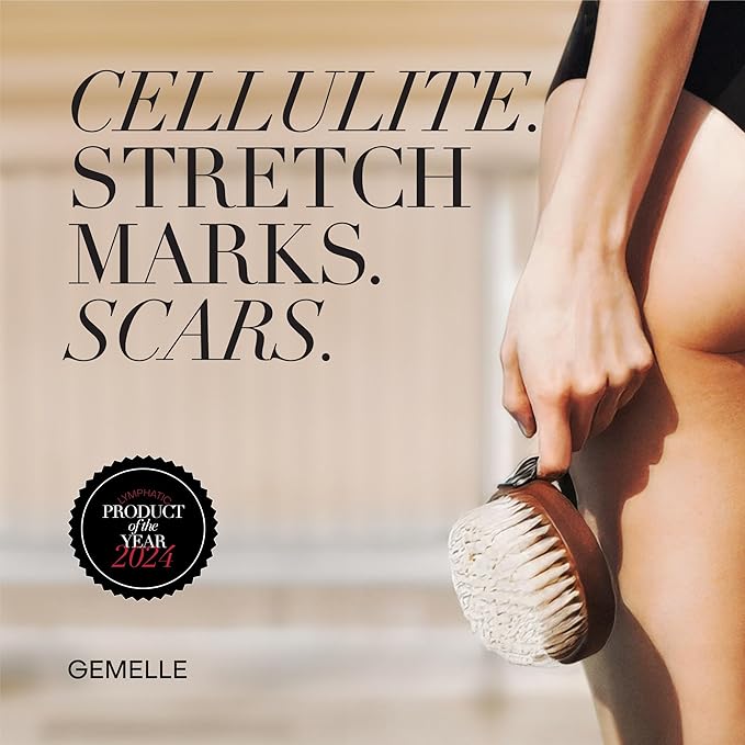 GEMELLE Lymphatic Body Sculpting Oil | 6x Award Winner | Anti-Cellulite, Stretch Marks, Scars, Bloating, Lymphatic Drainage | Helichrysum & Ylang-Ylang | Paraben-Free, Luxury Natural Skin Care 30 ML