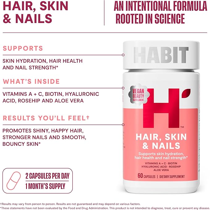 Habit Inner Beauty Bundle - Collagen (60 Capsules) + Hair Skin & Nails (60 Capsules), Supports Skin Hydration & Integrity, Hair & Nail Strength, Non GMO