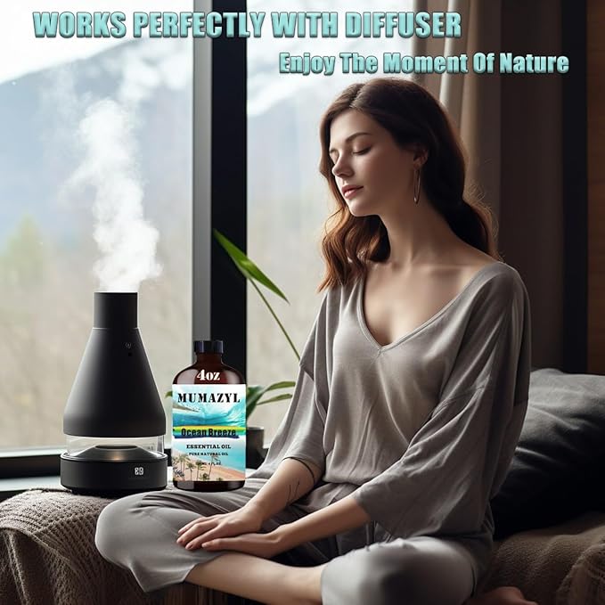 Ocean Breeze Essential Oil, Ocean Breeze Oil 4 Fl Oz 120ML for Diffuser Humidifier Yoga Cleaning DIY Candle Soap Making Fragrance Oils