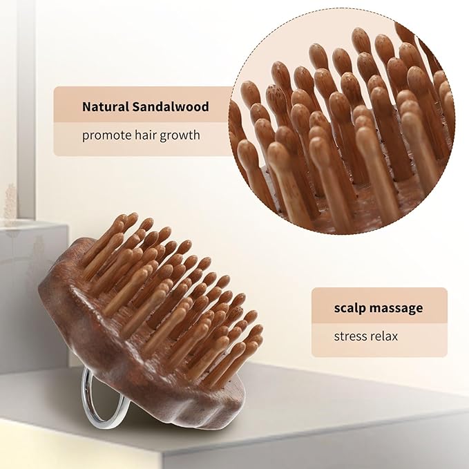61-Tooth Wooden Scalp Massager, Bamboo Brush for Hair Growth, Sandalwood Comb for Body Relief, Suitable for Meridian Massage and Scraping Therapy