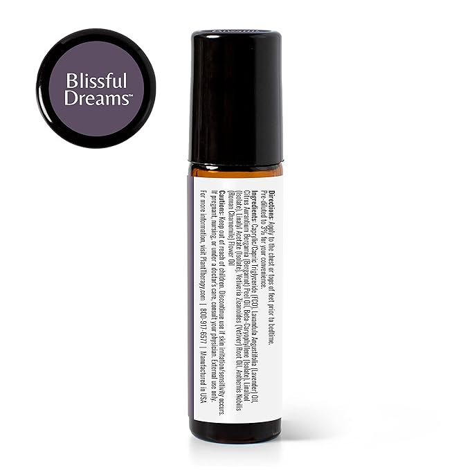 Plant Therapy Blissful Dreams Essential Oil Blend, Relaxation While Supporting Quality Rest, Grounding & Soothing, Bedtime Aroma, 10 mL (1/3 oz) 100% Pure, Pre-Diluted Roll On, Natural Aromatherapy