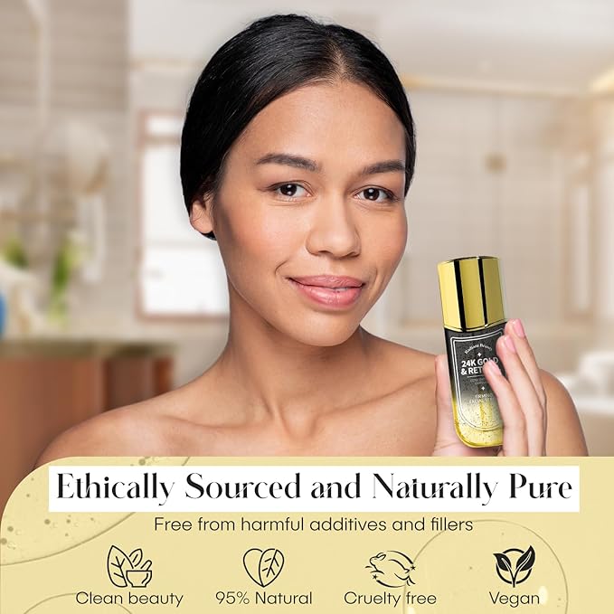 24K Gold & Retinol Firming Serum - Moisturizing, & Protecting - Reduces Dark Spots & Wrinkles - Dermatologist Tested, Korean Skin Care - 1.69 FL.OZ.