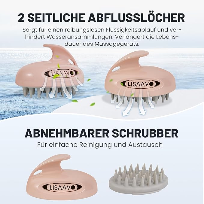 Hair Massager Scalp 3 in1 Scalp Scrubber Silicone Scalp Massager with Three Bristles-Soft, Medium and Hard Brush for Men Women and Pets,Pink