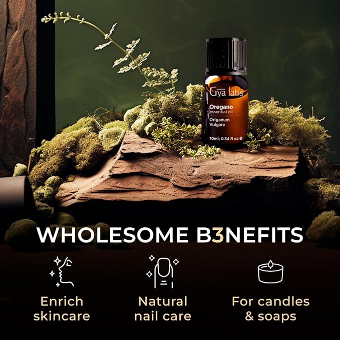 Gya Labs Oregano Essential Oil for Improved Self-Care - 0.34 Fl Oz - 100% Pure Natural Oregano Oil for Skin, Nails, Diffuser, Aromatherapy, DIY Candle Making - Fresh & Earthy Scent