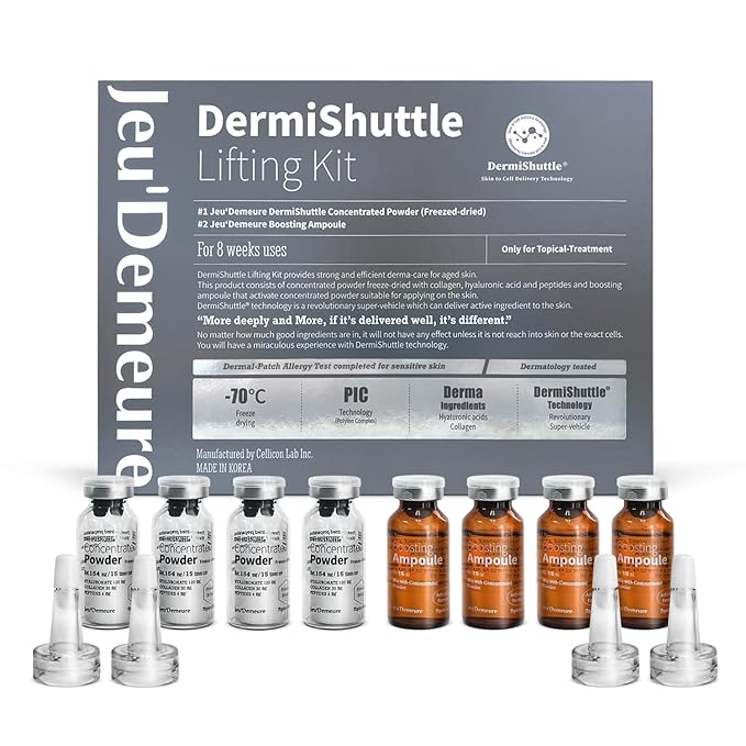 JEU'DEMEURE Collagen, Peptide, Hyaluronic Acid Serum, Face Lift with DermiShuttle, Korean Serum for Anti-Aging, Microneedling, Skin-Firming, Brightening, Hydrating for Face (without microneedle)