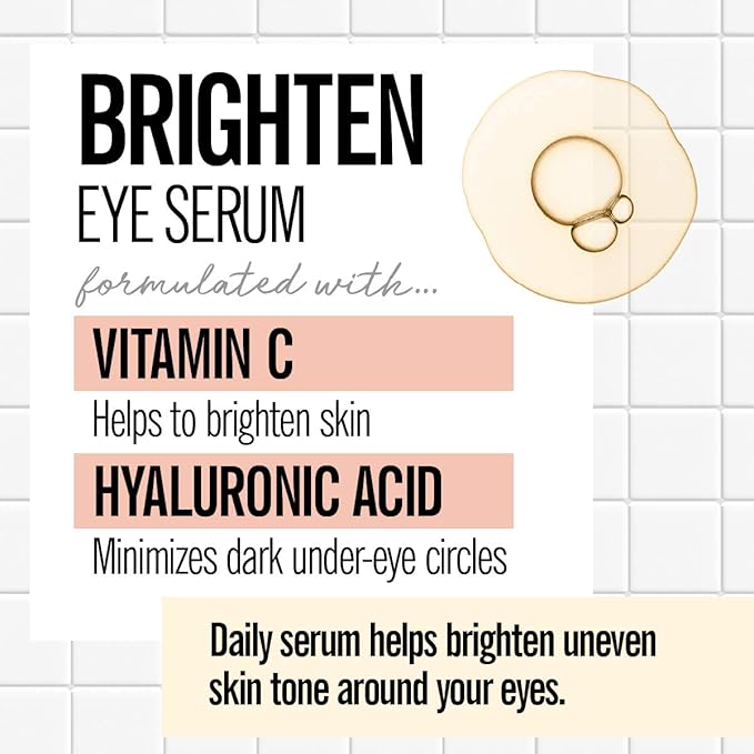 Valjean Labs Brighten Eye Serum with Vitamin C + Hyaluronic Acid | Helps Minimize Dark Circles and Even Skin Tone | Paraben Free, Cruelty Free, Made in USA (1 oz)