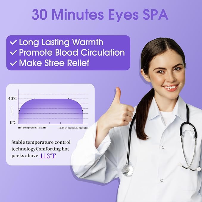 7Packs Microcurrent Heated Eye Mask for Dry Eye, Stree Relief Sleep Steam Eye Masks Disposable Self Heating for Warm Compress Dark Circles Puffiness Fatigue Travel Essentials Gift for Women Men
