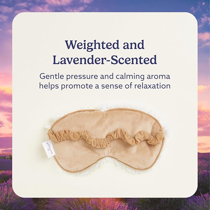 warmies Microwavable Eye Mask for Warmth & Comfort - Heating & Cooling Compress for Calming Relaxation - Weighted & Heated Eye Mask with Scented Lavender for Sleeping - Marshmallow Brown