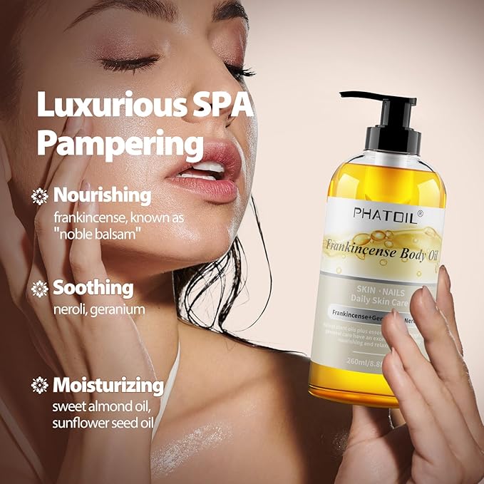 Frankincense Body Oil 8.8fl.oz and 8fl.oz Organic Cold Pressed Castor Oil