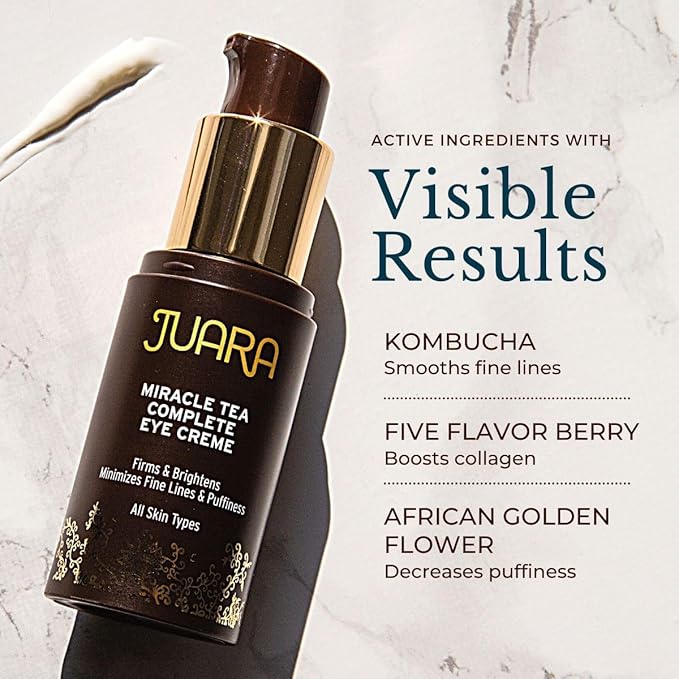 Juara Miracle Tea Complete Eye Creme | Nourish Dark Circles, Puffiness | Reduce Appearance of Fine Lines | Cruelty Free, Paraben & Sulfate Free, Vegetarian | 0.5 oz