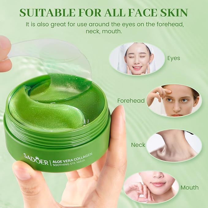 Under Eye Mask, 60 PCS Aloe Vera Under Eye Patches for Dark Circles, Eye Puffiness & Dark Circles Treatment,Under Eye Gel Pads, Eye Bags Treatment, Eye Mask Patches Skincare