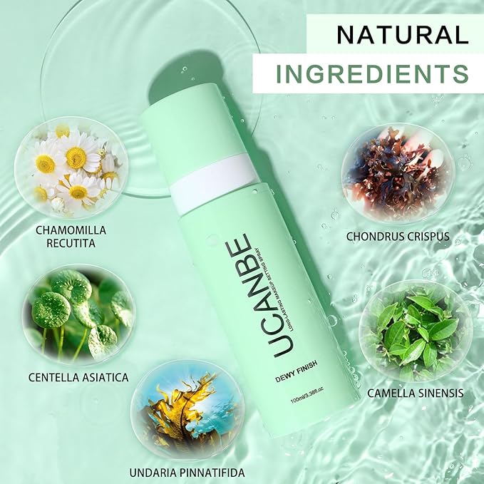 UCANBE Makeup Setting Spray, Dewy Finish Long Lasting Make Up Spray, Hydrating, Fast Drying Face Mist for Natural Glow, 3.38 fl oz