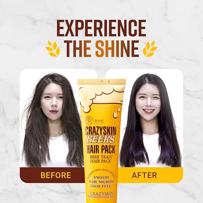 CRAZY SKIN Hair Treatment Mask - pH5.5 Beer Yeast, Protein, Keratin, Argan Oil, Collagen - Repairs Dry, Damaged or Color Treated Hair 6.77oz(200ml)