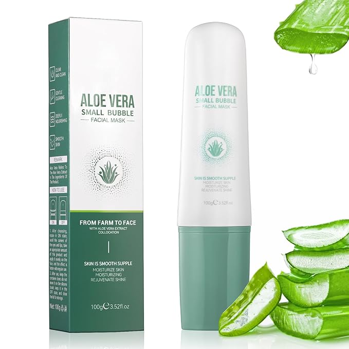 Aloe Vera Gel Mousse Bubble Facial Mask For Women Moisturizing Skin Care, Hydrating Nourishing Aloe Vera Extract After Sun Care Relief Soothes Calms Face Body Skincare 3.52oz